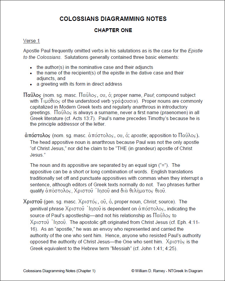 Colossians Diagramming Notes