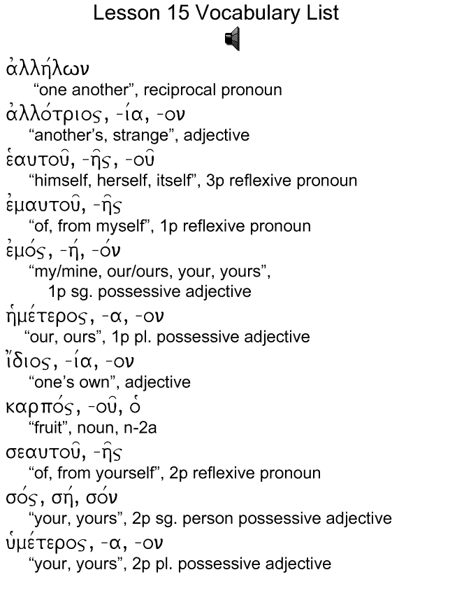 vocabulary list